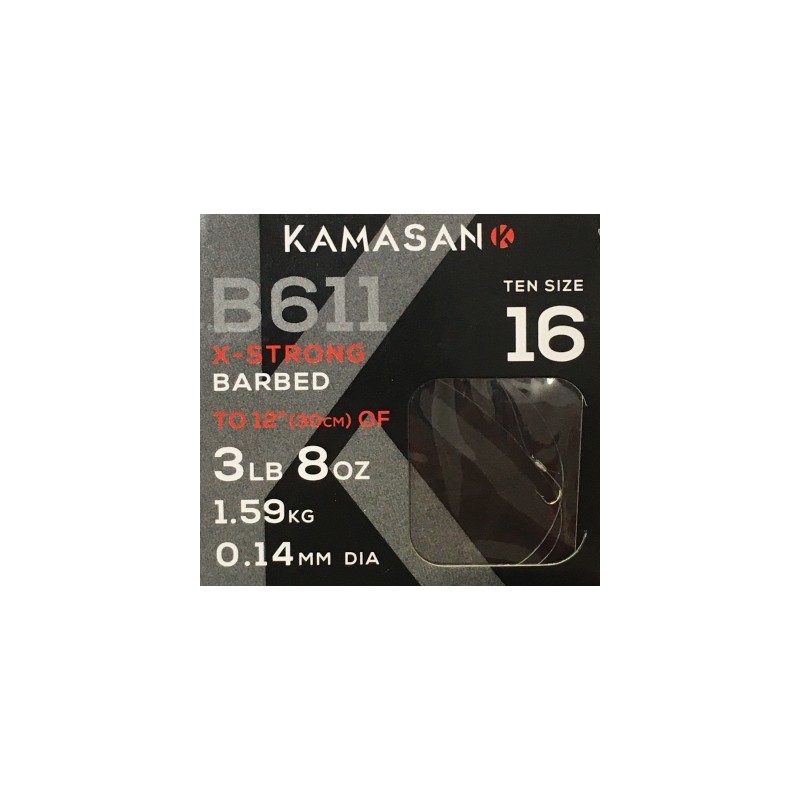 Kamasan B611 X Strong Large Gape Nickel Spade-Barbed (25 pièces) - Taille : 16