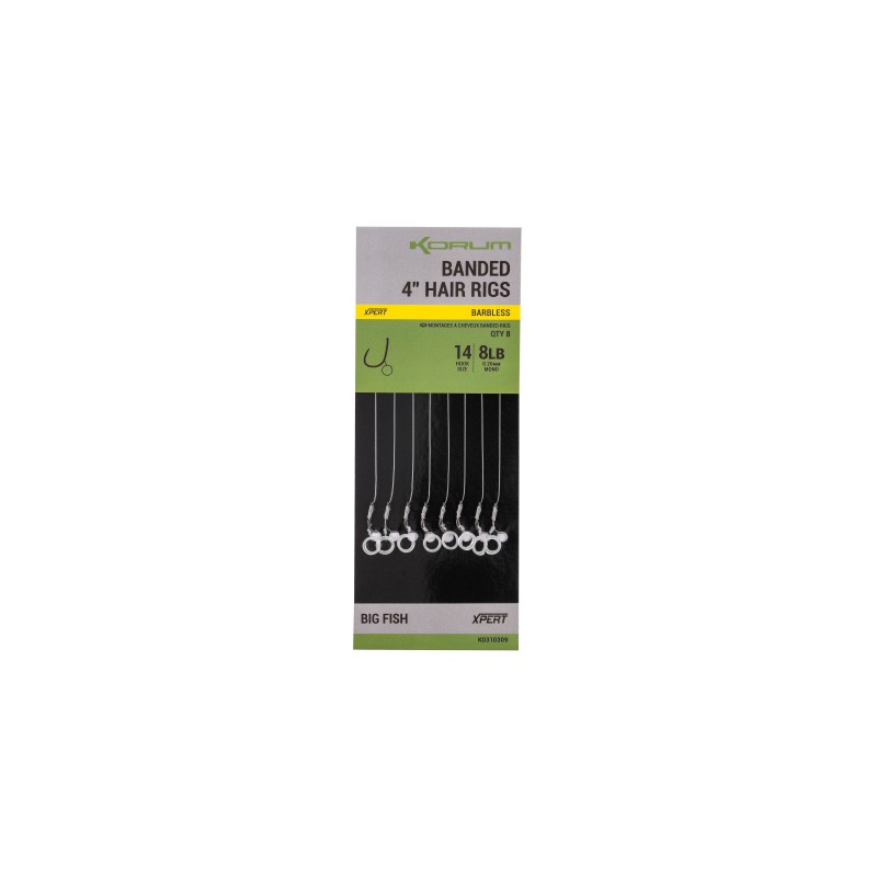 Korum Banded Hair Rigs 4inch Barbless